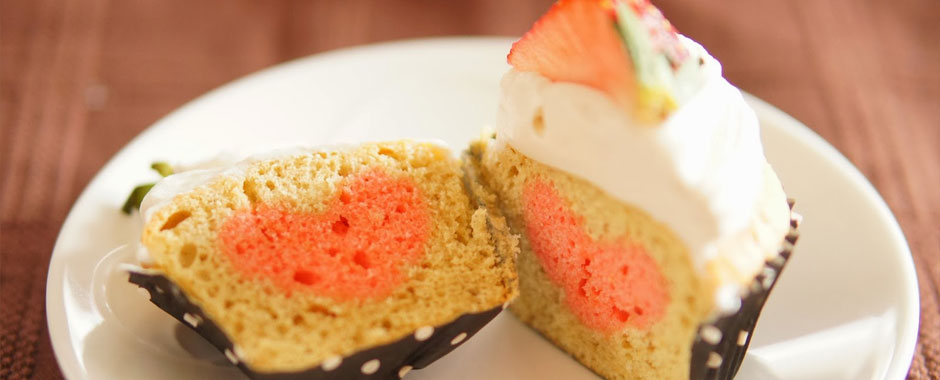 ハートのカップケーキ